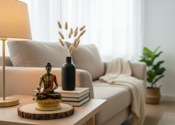 Buddha Idol for Home Decor – Antique Gold Painted | Meditation Statue for Temple, Car Dashboard & Gifts